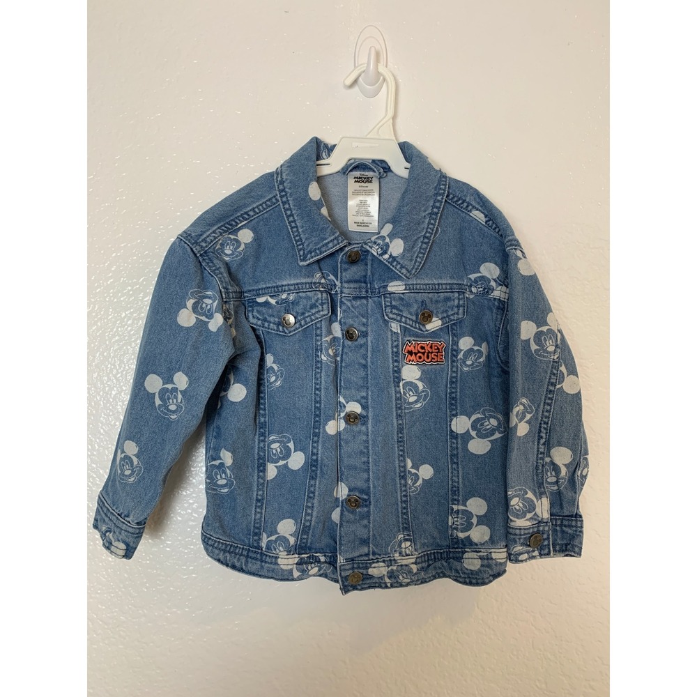 Disney Mickey Mouse Kids Blue Denim Jacket All Over Print Size 5 SP2511067MM